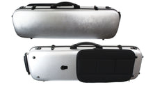 Load image into Gallery viewer, Polycarbonate Oblong Violin Case Silver Weave, Blue, Brushed Silver