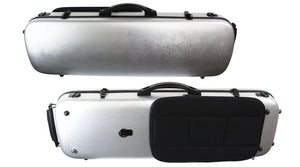 Polycarbonate Oblong Violin Case Silver Weave, Blue, Brushed Silver