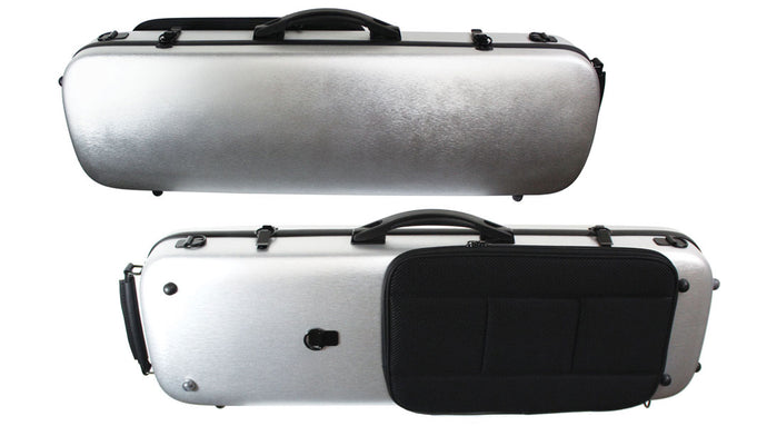 Polycarbonate Oblong Violin Case Silver Weave, Blue, Brushed Silver