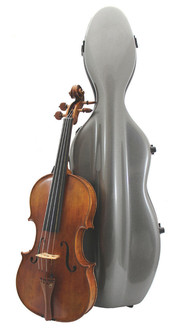 GSJ Cellissimo.Violin Case. Gunmetal Silver, Powder Blue, Indigo Blue.