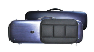 Polycarbonate Oblong Violin Case Silver Weave, Blue, Brushed Silver
