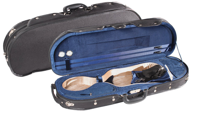 DELUXE D Shape Half Moon Violin Case 4/4 black/blue