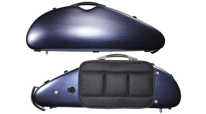 Polycarbonate Rocket Shaped Violin Case Silver Weave, Blue