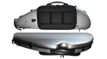 Load image into Gallery viewer, Polycarbonate Rocket Shaped Violin Case Silver Weave, Blue